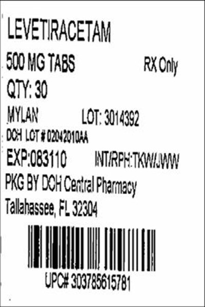 Levetiracetam Tablets 500 mg Bottles (Levetiracetam 500mg(mylan))